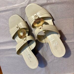 Anne Klein Cream Sandals with Gold Accent